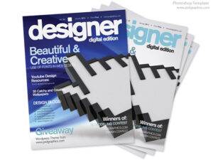 Blue magazine cover for graphic design